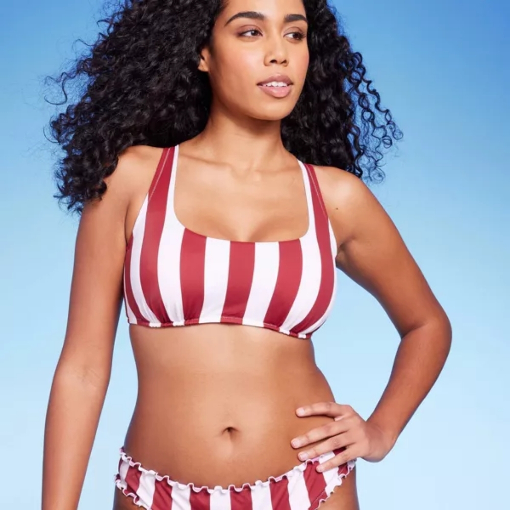 Women's Bralette Bikini Top - Shade & Shore Red/White